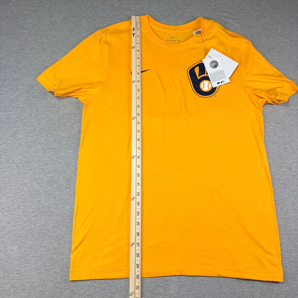 Nike Milwaukee Brewers MLB T-Shirt Mens Medium Yellow Gold Graphic Tee New - Picture 4 of 7